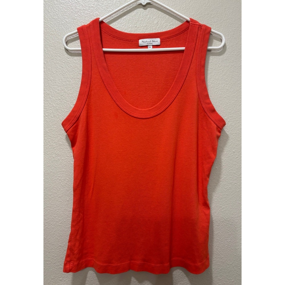 Michael Stars Tank Top Womens XL Orange Round Neck Cotton USA